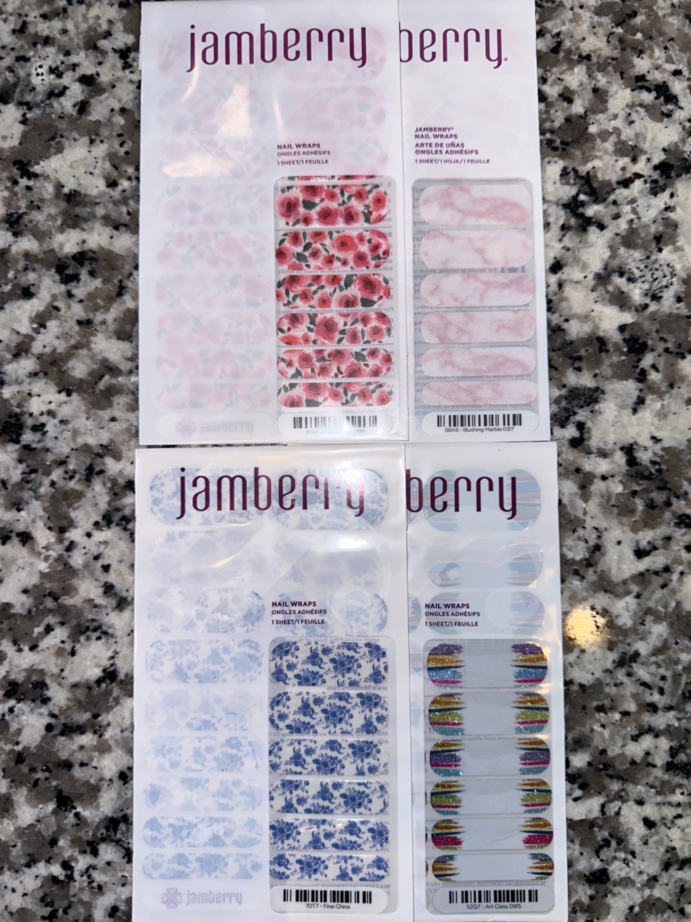 Jamberry Full Sheet Nail Wraps - Bundle of Four (4) Retired Designs